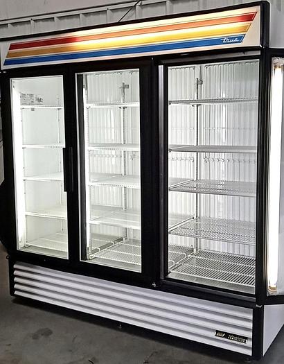 Used True Freezer GDM-72F 3-Section 78" Swing Glass Door Freezer Merchandiser