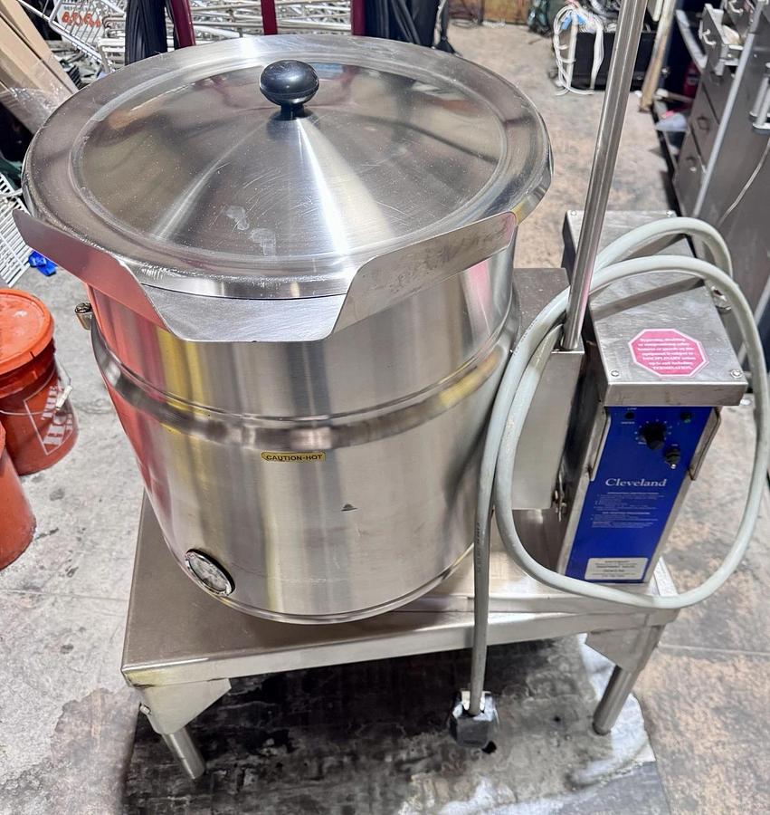 Used Cleveland KET-12-T 12-Gallon Tilting 2/3 Steam Jacketed Electric Kettle w/ Stand