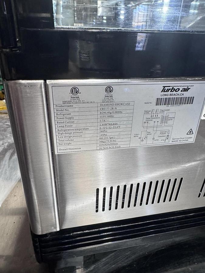 Used Turbo Air CRT772RN Diamond Show Case Pass-Thru Countertop Merchandiser