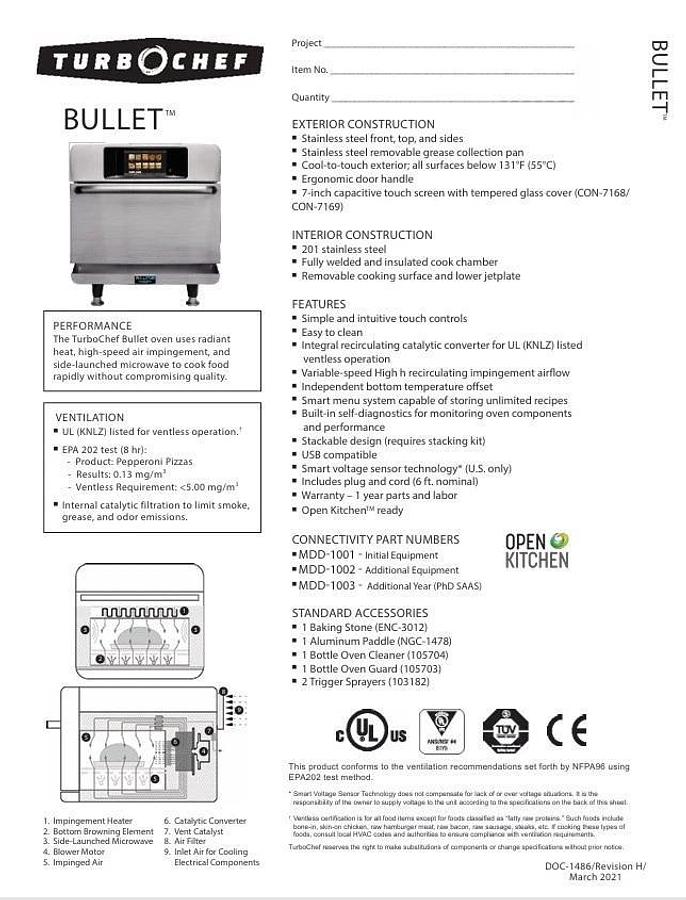 TurboChef Encore 2 BULLET High Speed Ventless Convection Oven - NEW!