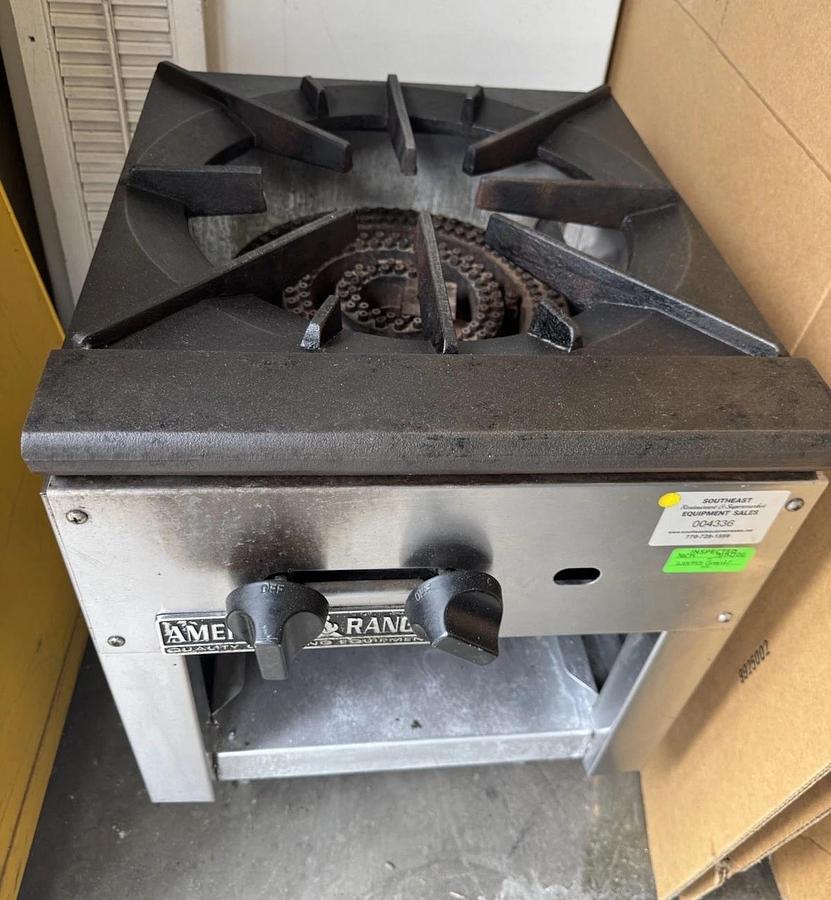 Used American Range ARSP-18-2 18" Heavy Duty 3-Ring Double Burner Stock Pot Stove