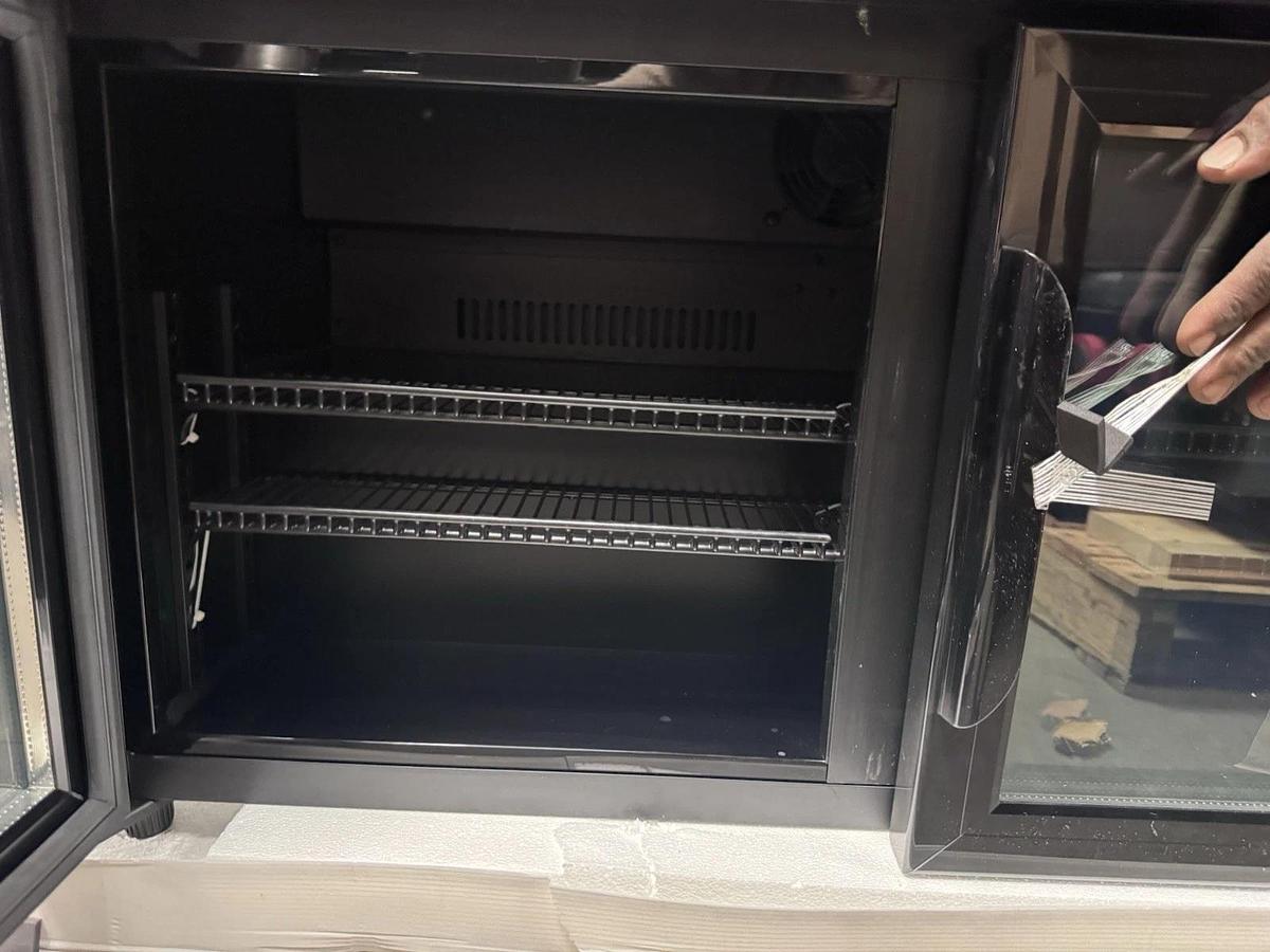 Summit SCR3502D 36" Countertop 2 Swing Glass Door Refrigerator in Black