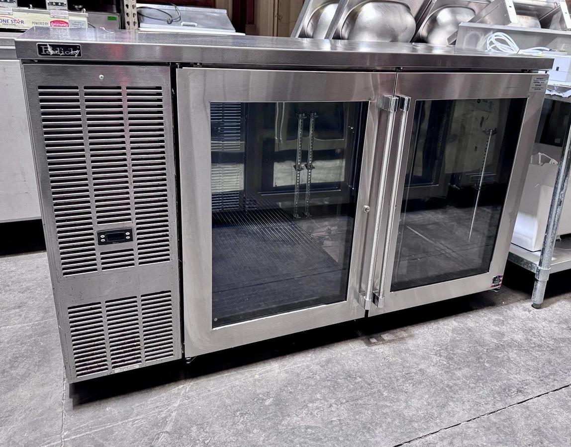 Used Perlick BBS60-RF-G-Y-X-H1 60" 2-Door Glass Back Bar Cooler