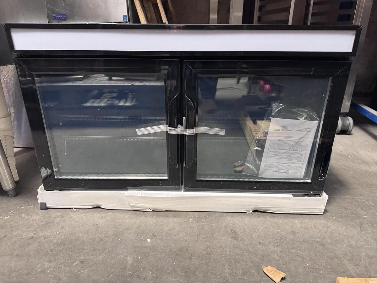 Summit SCR3502D 36" Countertop 2 Swing Glass Door Refrigerator in Black