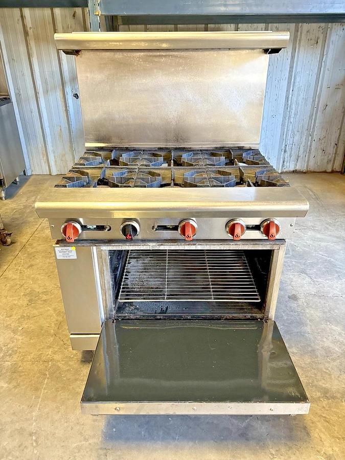 Used American Range AR-6 36" 6 Burner Gas Range, Oven, Natural Gas, Tested