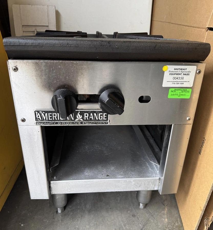 Used American Range ARSP-18-2 18" Heavy Duty 3-Ring Double Burner Stock Pot Stove