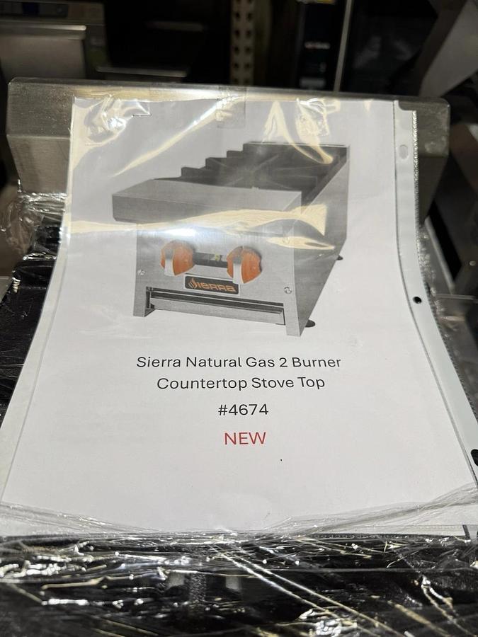 Sierra HP-2-12 12" Countertop Gas Hotplate 2 Burners, Manual Controls 50,000 BTU