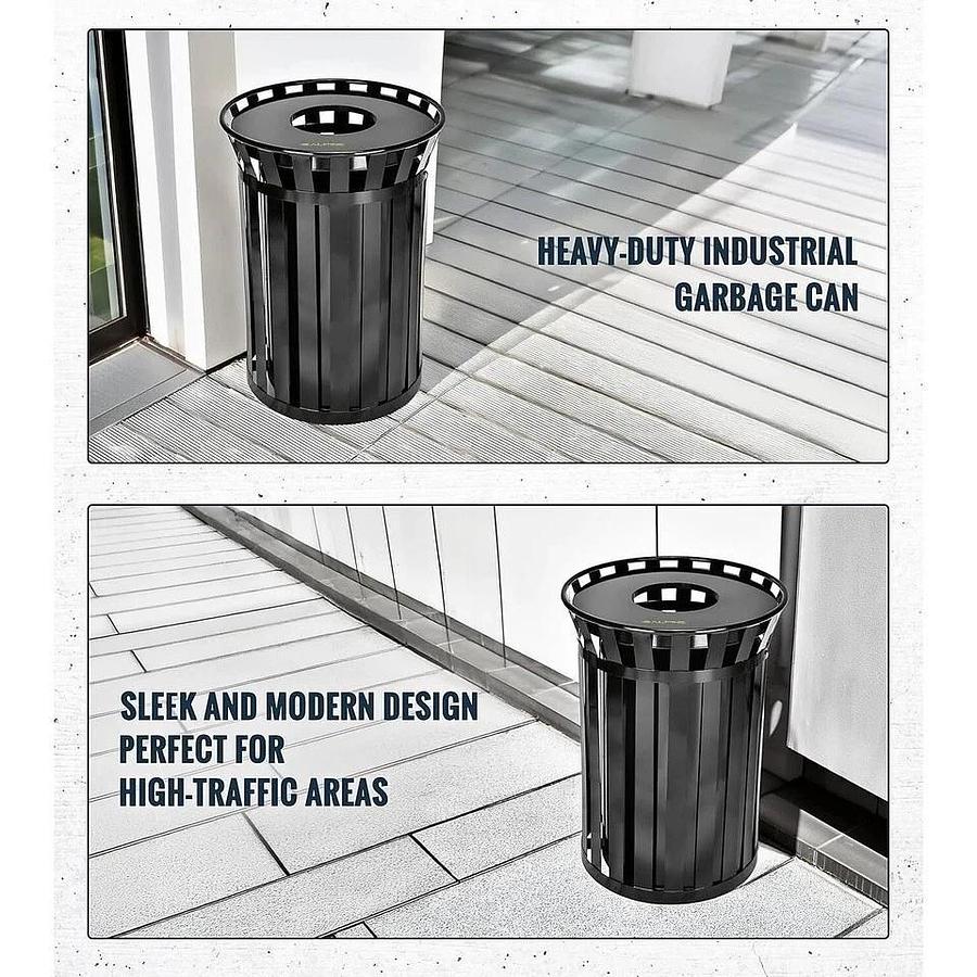 Alpine 38 Gallon Metal Commercial Indoor/Outdoor Waste Receptacle, Trash Can