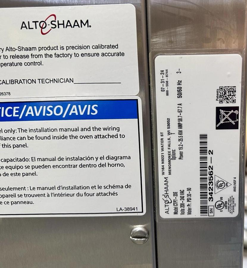 Used 2024' Alto Shaam CTP7-20E Prodigi Elec. 7 Pan Full-Size Combi Oven w/ Stand