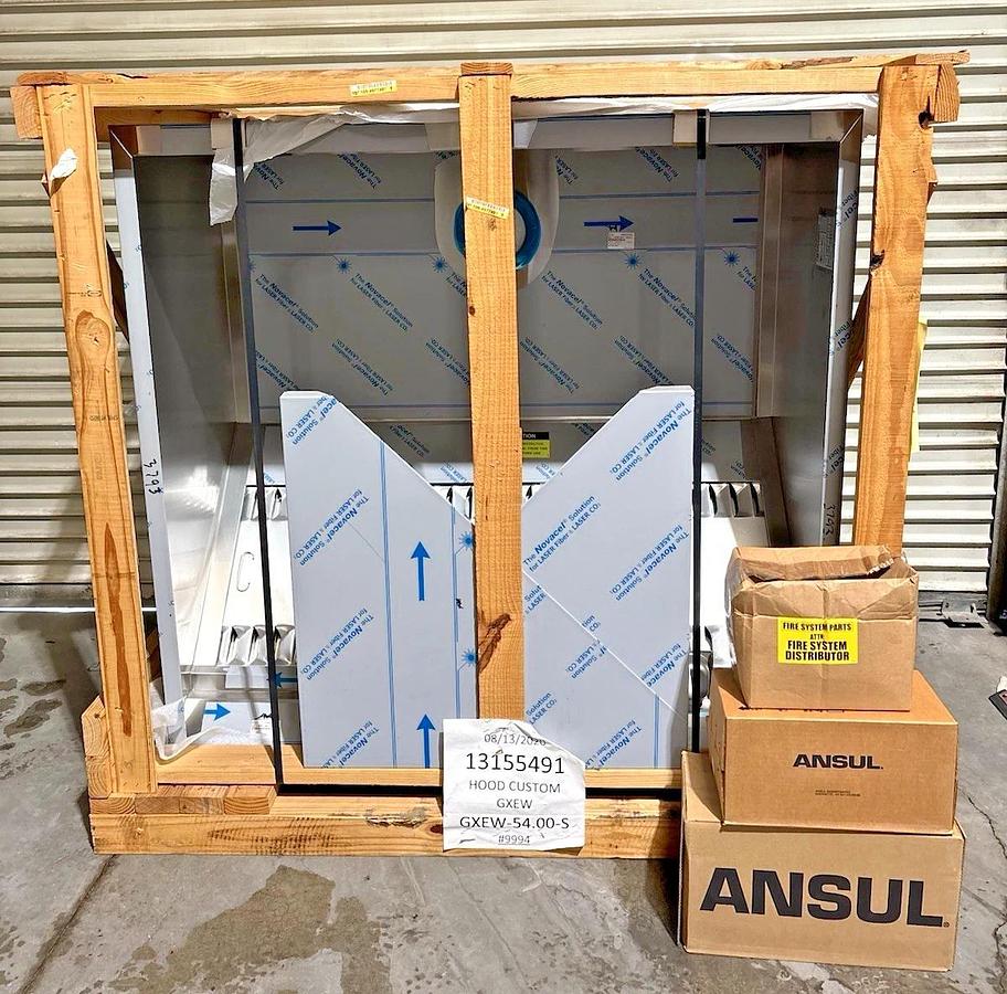 NEW Greenheck GXEW-54" Commercial Kitchen Exhaust Grease Lading Hood w/ NEW Ansul System