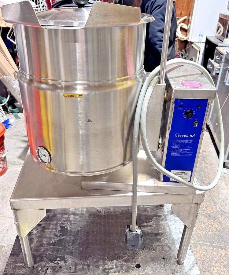 Used Cleveland KET-12-T 12-Gallon Tilting 2/3 Steam Jacketed Electric Kettle w/ Stand