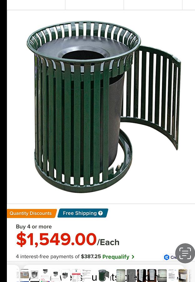 Alpine Industries Metal Commercial Indoor/Outdoor Trash Can 38 Gallon Black