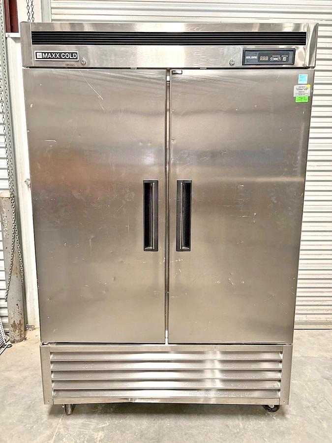 Used Maxx Cold MCR-49FD Solid Stainless Two Door Reach-In Refrigerator 120V, 54" W