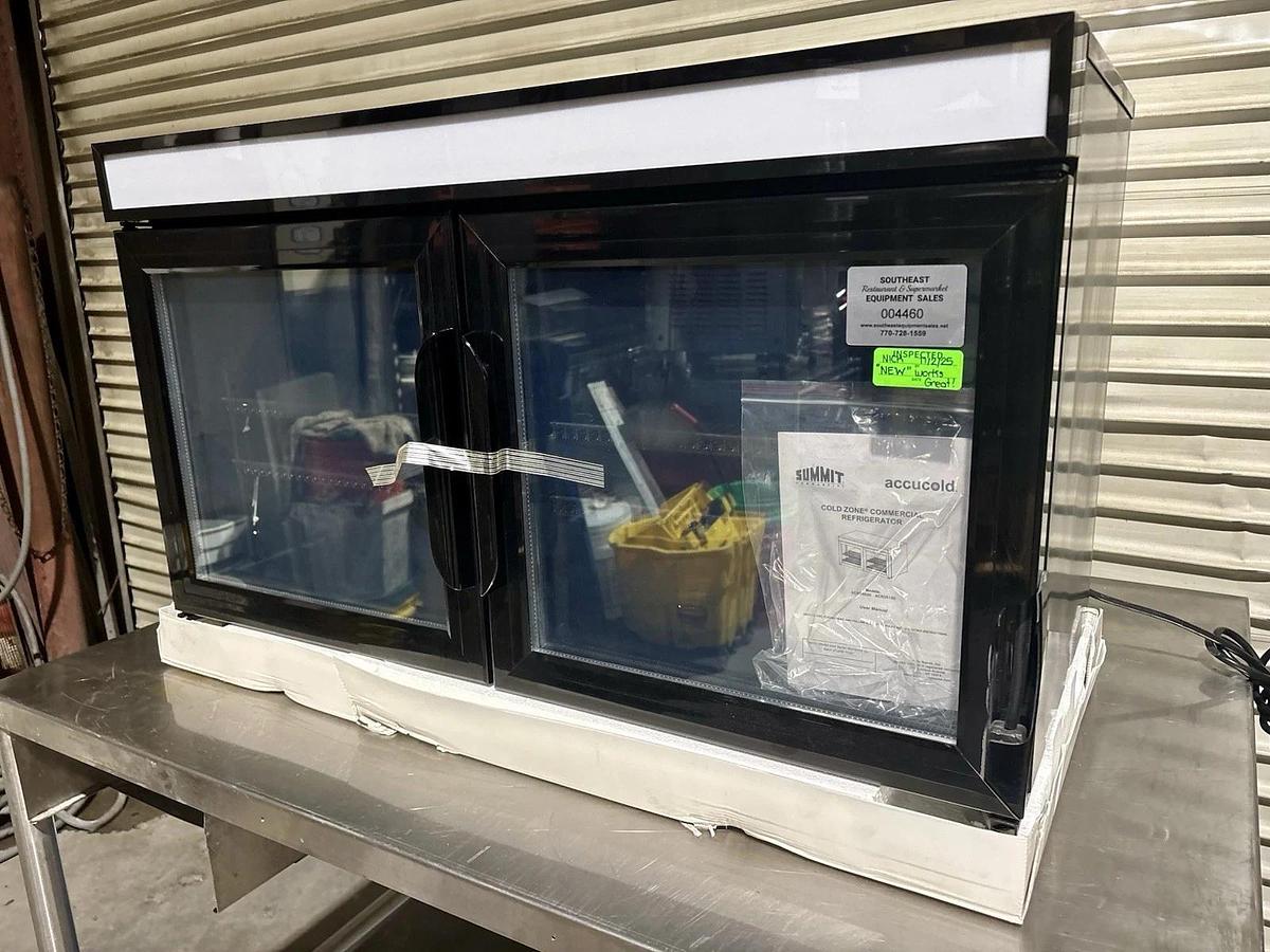 Summit SCR3502D 36" Countertop 2 Swing Glass Door Refrigerator in Black