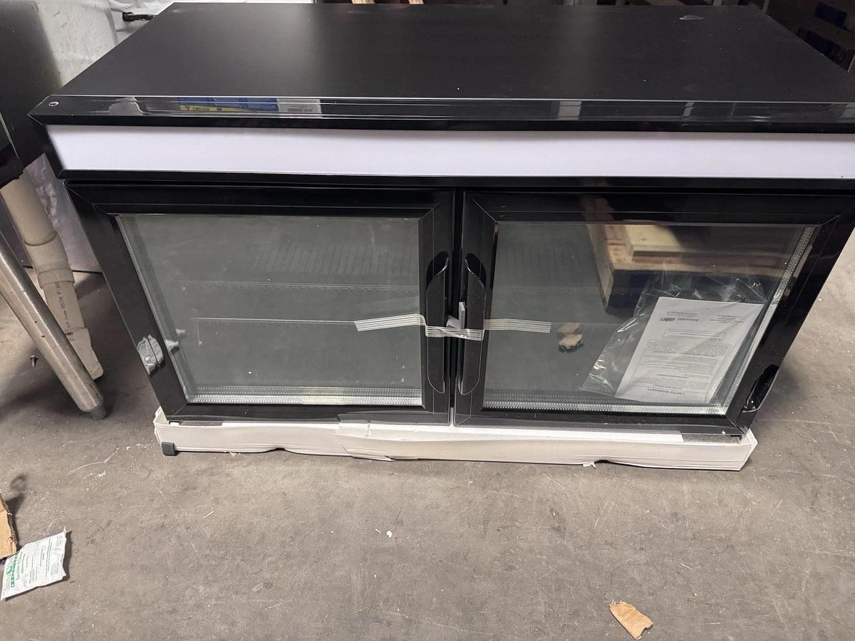 Summit SCR3502D 36" Countertop 2 Swing Glass Door Refrigerator in Black