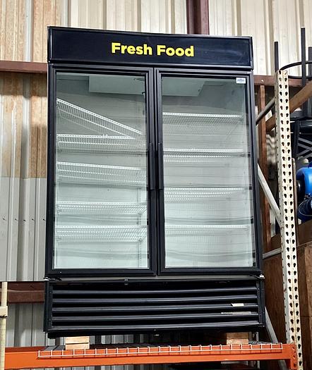 Used True GDM-49 - Two Section Swing Glass Door Refrigerator Cooler Merchandiser