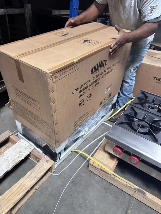 Summit SCR3502D 36" Countertop 2 Swing Glass Door Refrigerator in Black