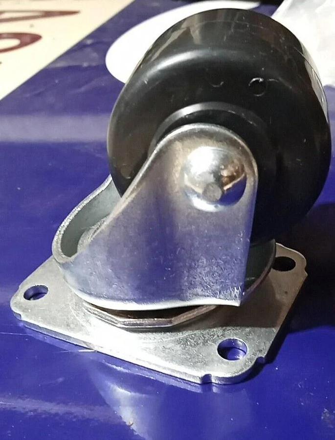 Used Heavy-Duty Swivel Plate Caster Non-Marking Hard Rubber Wheel 2"Wx3''H 250lb cap