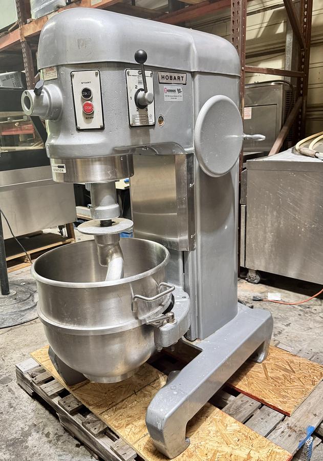 Used Hobart H600 60Qt Floor Mixer, 2 Attachments,4 Speed 240V w/ Optional 440V, 3 Ph