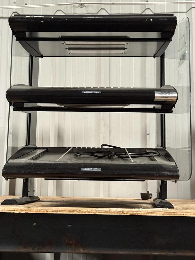 Used Hatco HZMS-24D Black 24" Slanted Double Shelf Heated Zone Merchandiser - 120V