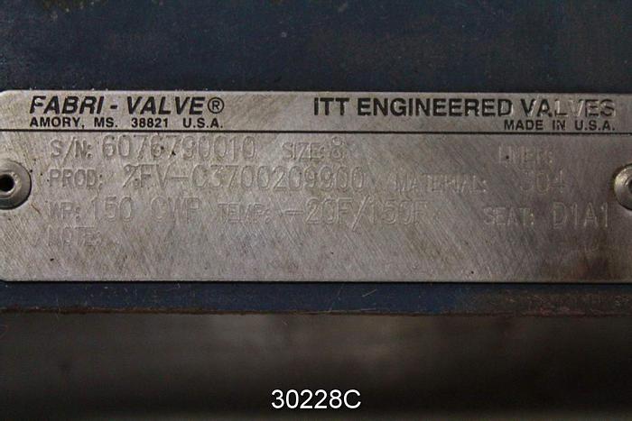 Used Fabri 8" Air Operated V-Port Knife Gate Valve (Stainless Steel) #30228