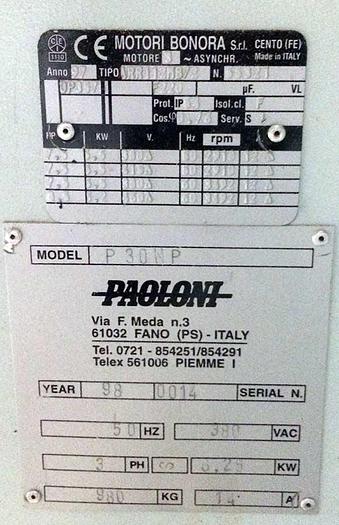 Used 1998 Paoloni Italy Format panel saw Paoloni P30NP