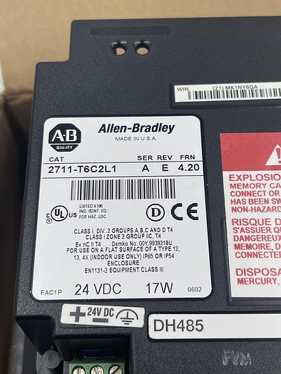 Used Allen-Bradley 2711-T6C2L1 Ser A Rev E FRN 4.20