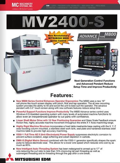 Used 2019 Mitsubishi MV2400S WIRE EDM ***Only 139 Hours***