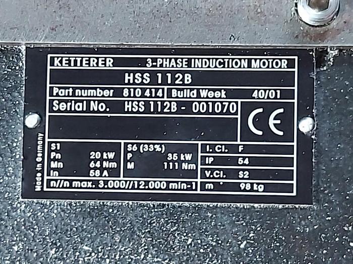 Gebraucht CNC Spindelantrieb, Überholung evt. erforderlich, HSS112B, Ketterer, gebraucht