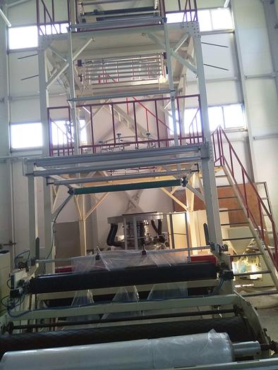 Used HONGQI (China) SJ-55×3/FM1500 – Three-layer co-extrusion film Blowing Machine (year 2015)