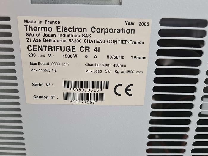 Used Thermo Electron Corporation CR 4i Refrigerated Centrifuge