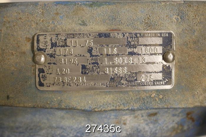 Used Goulds 3196 Goulds 3196 Casing, 1.5 X3 X13, Stainless Steel Casing. #27435