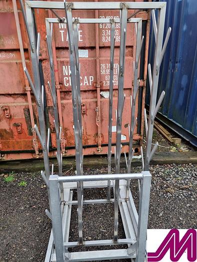 Used Stainless Steel Bird Hanger on Mobile Trolley