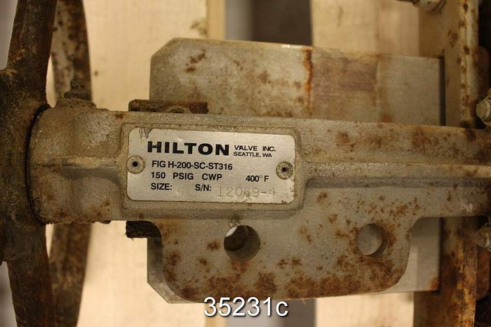 Used Hilton 4" Hand Operated Knife Gate Valve #35231