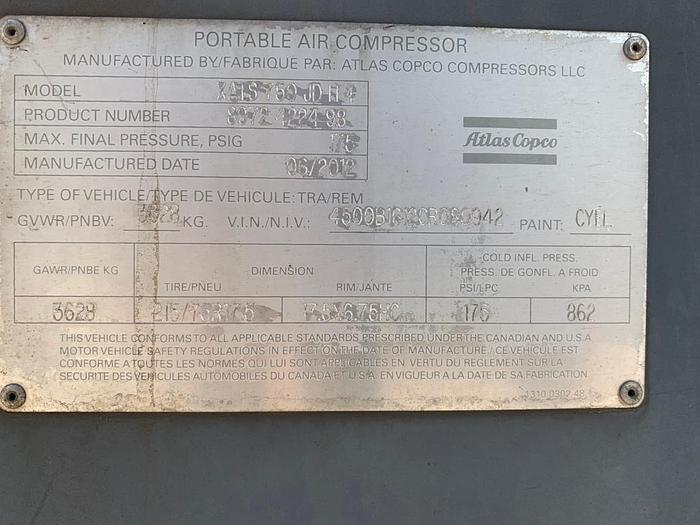 Used 2012 ATLAS COPCO XATS750JD