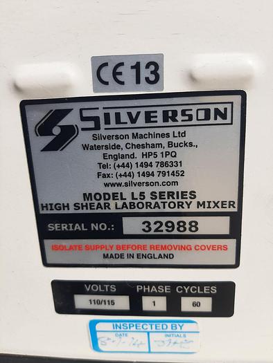 Used Mixer, High Shear, Silverson, Model L5M-A, 1 HP, 316 Stainless Steel #S744784