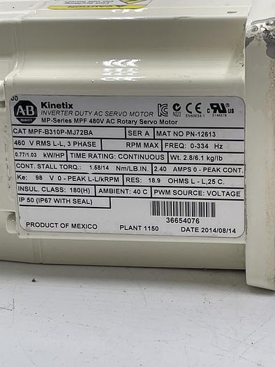 Used Allen-Bradley MPF-B310P-MJ72BA Ser A
