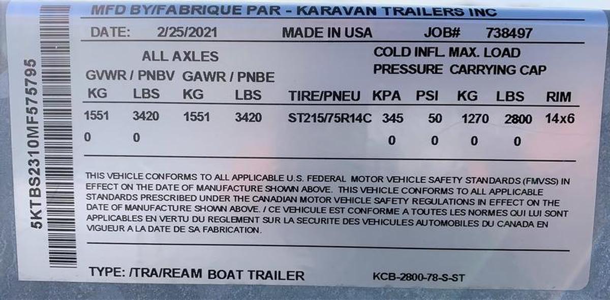 2020 Karavan KCB-2800-78-S-ST