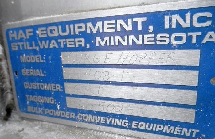 Used Hopper, 125 CF, S/st, 70" X 70" X 64", Valve, #S741230