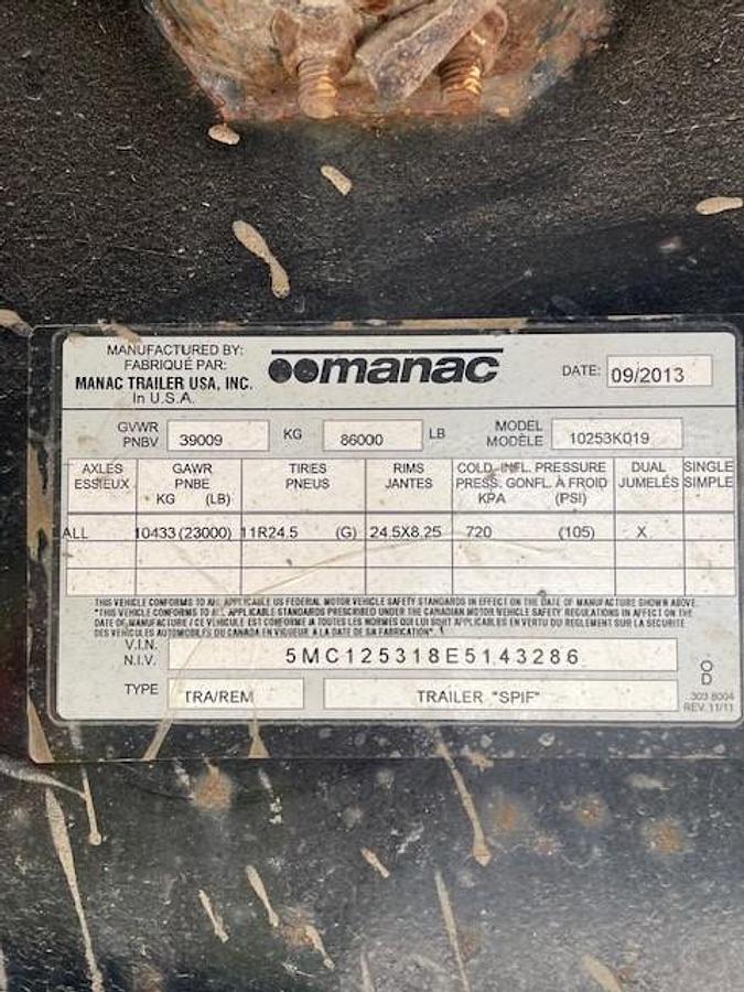 Used 2014 Manac 53' Tridem Flat Deck/Highboy