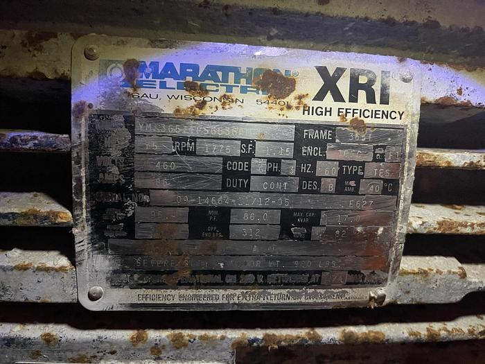 Used GOULDS MODEL 3175S 4 X 6 -14 CENTRIFUGAL PUMP 316SS  75 HP MOTOR