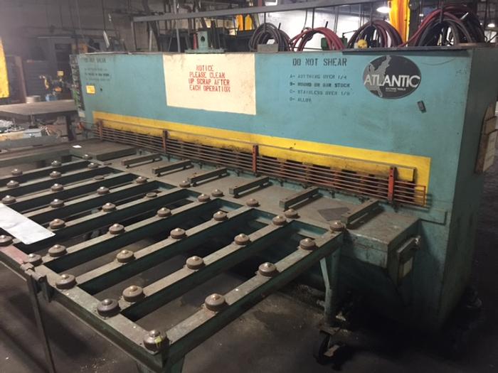 Used 1980 ATLANTIC 10' X 1/4" HYDRAULIC POWER SQUARING SHEAR