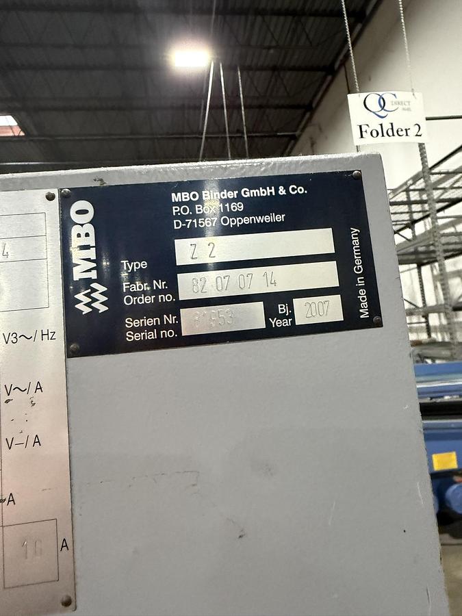 Used MBO Z2 Knife Folder / Knife Fold Unit Mobile, 180° Pivot (Up/Down Fold)