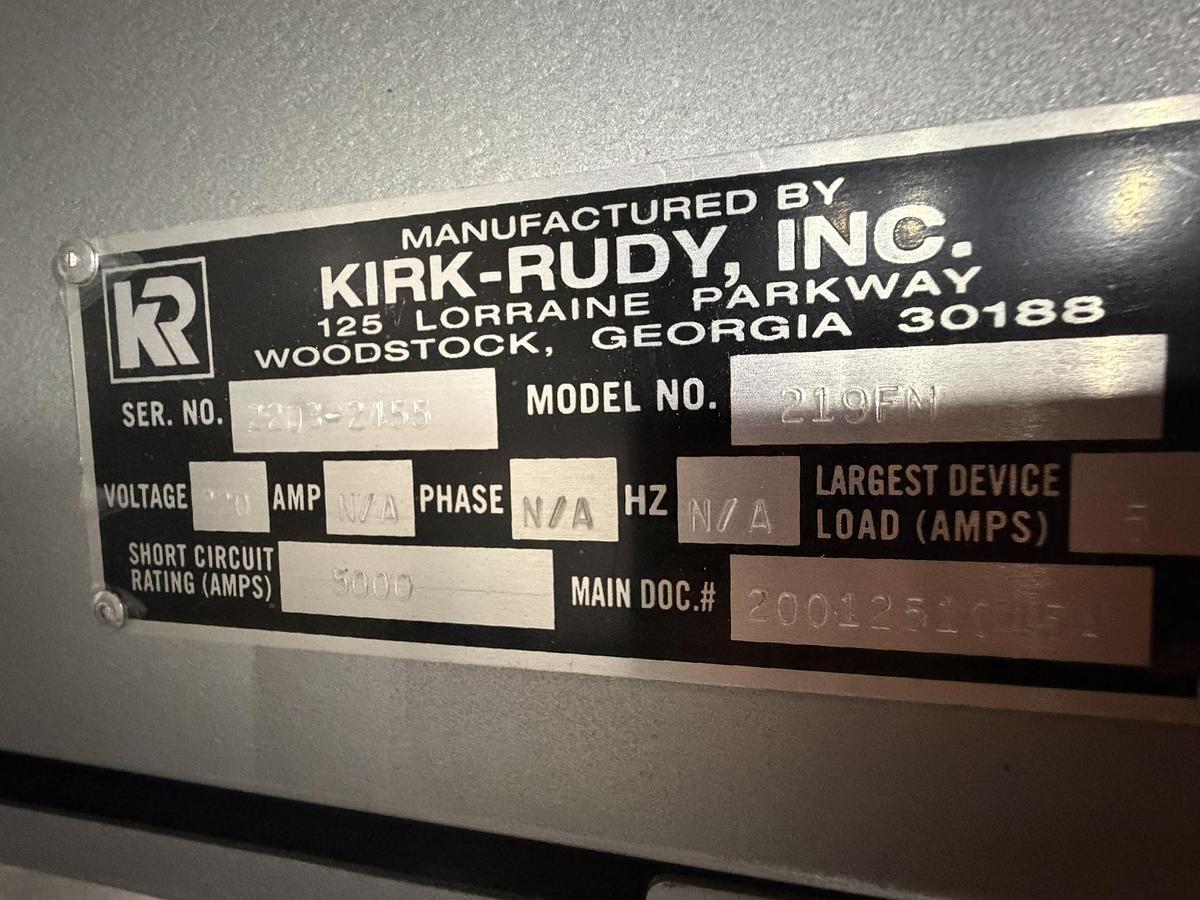 Used Kirk-Rudy KR219RRSF Roller Registration Score/Fold (Plow Fold/Score) System