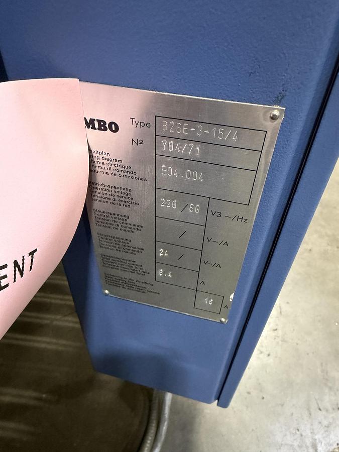 Used MBO B30E 30” Buckle Folder System – Continuous Feeder, 2 Units, GMS Glue System