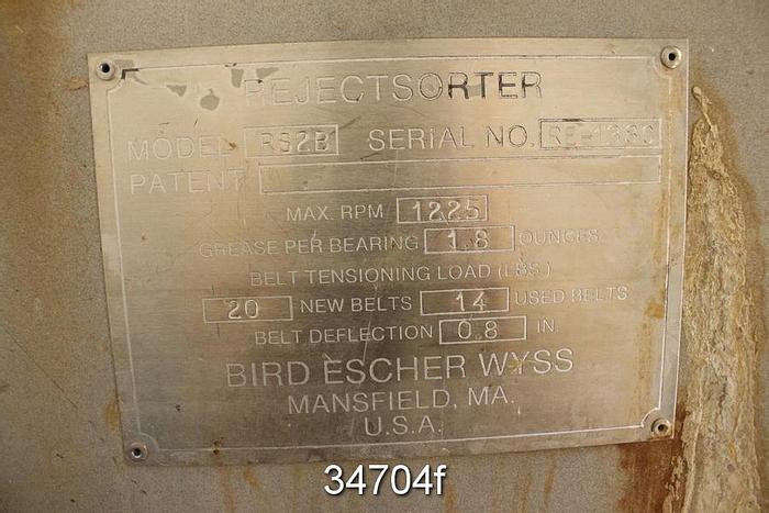 Used Bird Escher Wyss RS2B Reject Sorter #34704