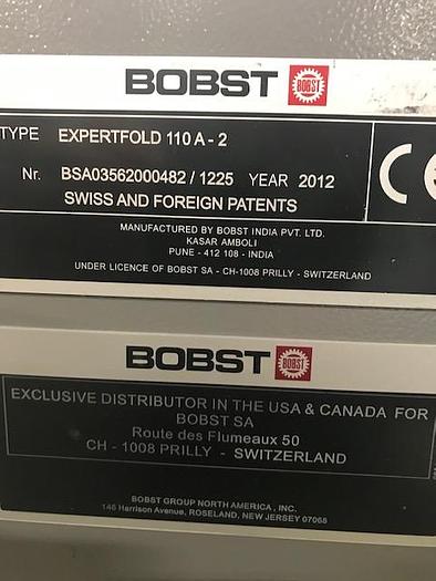 Used 2012 Bobst Expertfold 110-A
