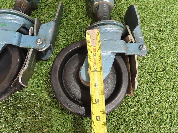 Used 6" Wheel Lock Casters Heavy Duty 6" Diameter x 2" Thick Set Of 4 Wheels