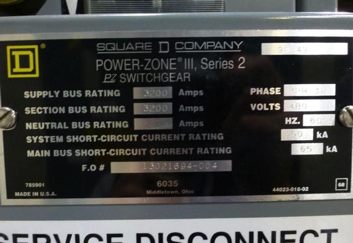 Used SQUARE D POWER ZONE 111 SWITCHGEAR