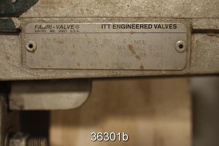 Used Fabri 4" Hand Operated Knife Gate Valve #36301